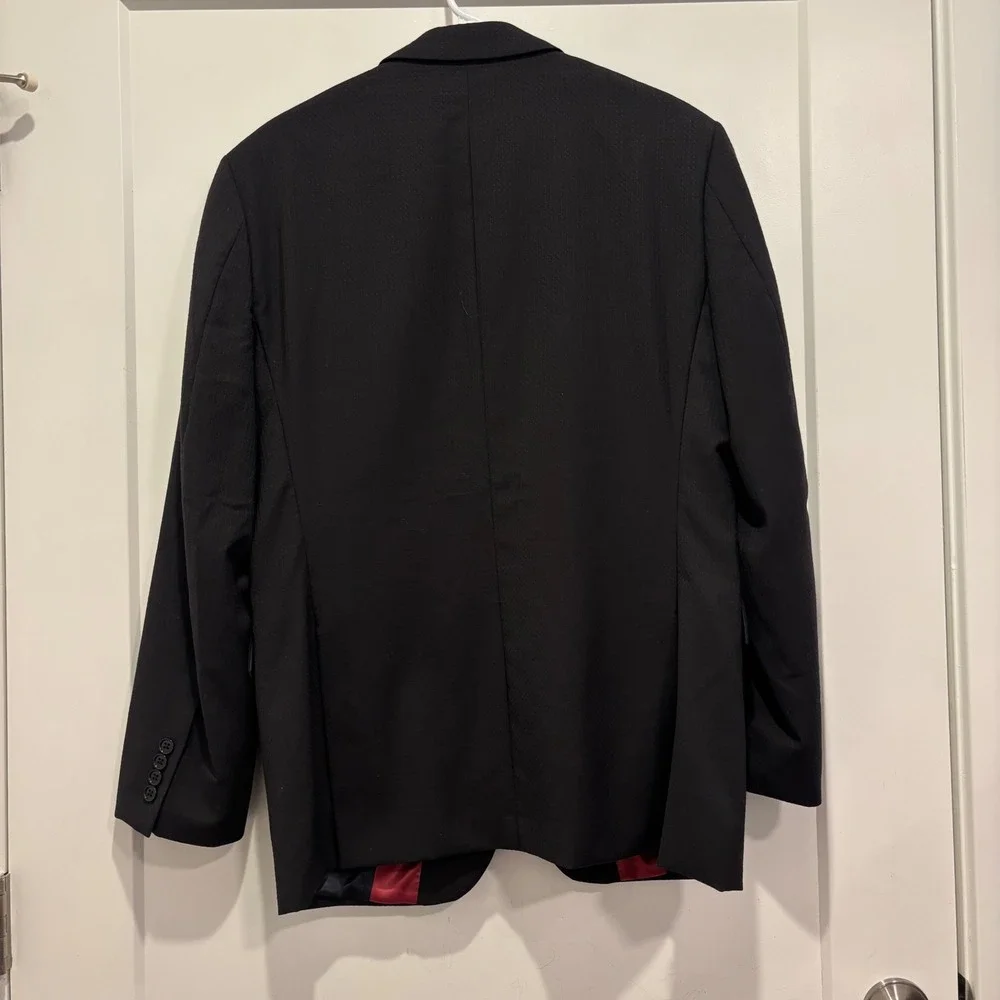 Daniel Hechter Paris Mens Black Diamond Textured Two Button Blazer Sport Coat